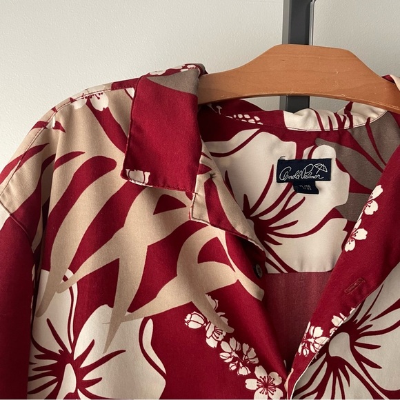 Arnold Palmer Hawaiian Tiki Carribean Beach Travel Vacation Shirt Tropical Red - Picture 5 of 8